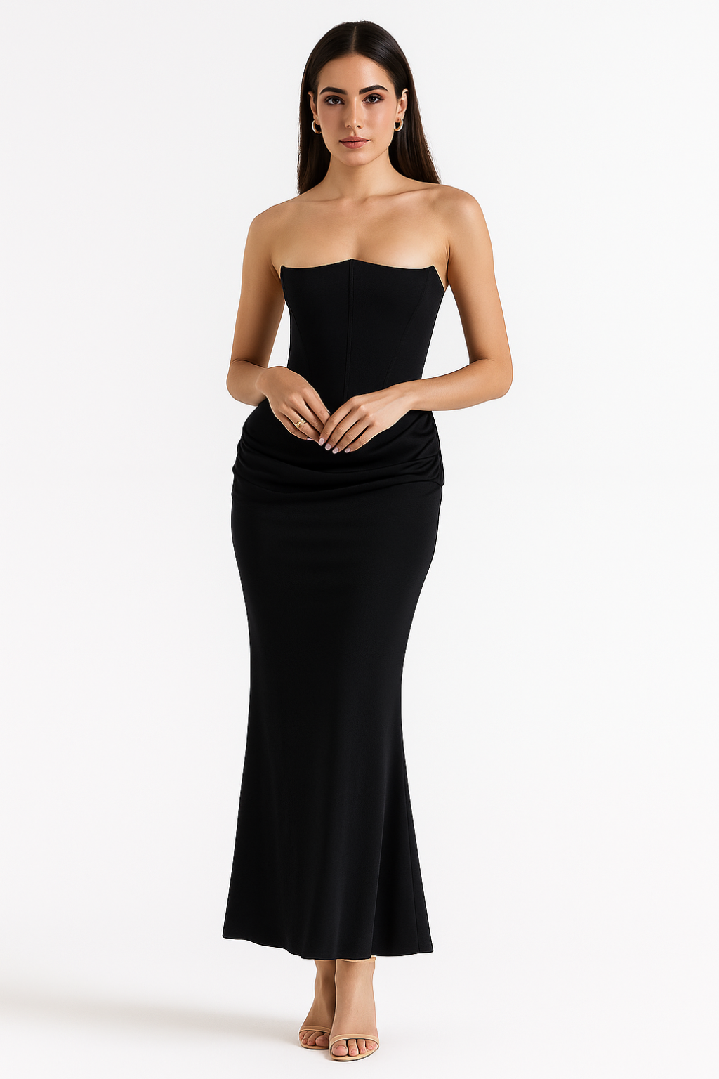 Strapless Corset Maxi Dress - Satin Formal Evening Gown - Elegant Party Dress