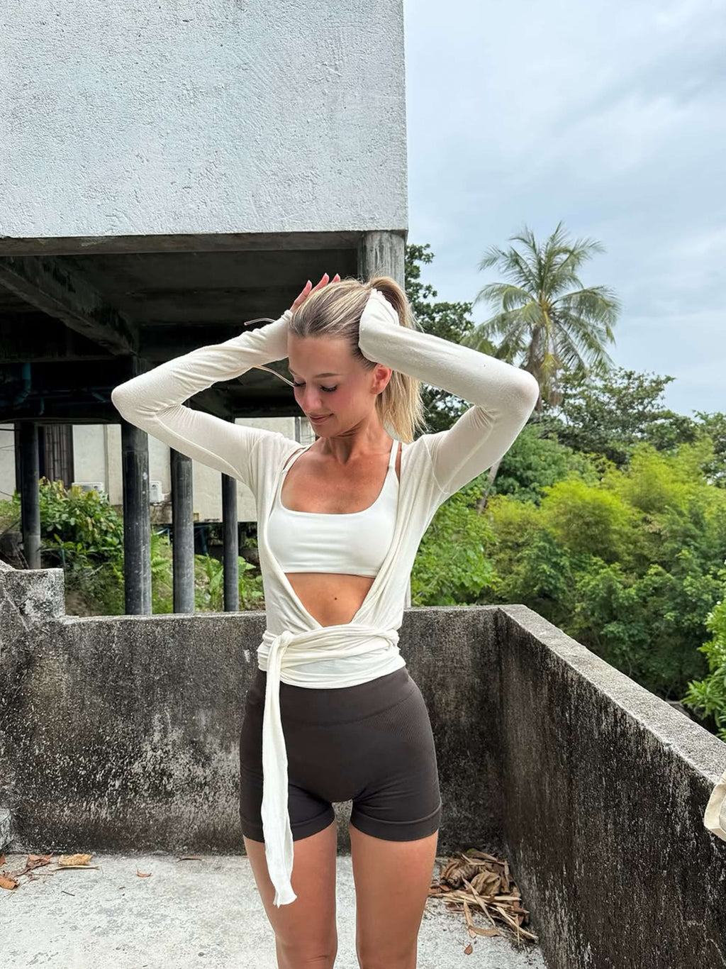 Wrap Front Long Sleeve Top - Women's Tie Waist Crop Top - Casual Cover Up Cardigan