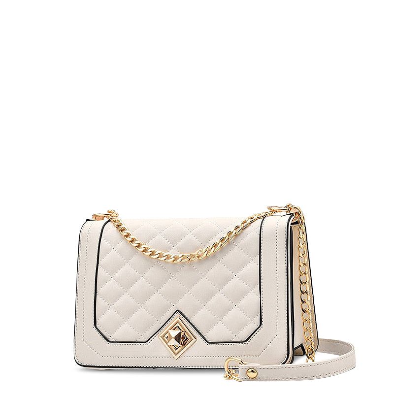 Quilted Chain Shoulder Bag - Designer Crossbody Purse with Adjustable Strap - Available in Multiple Colors