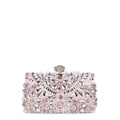 Crystal Embellished Evening Clutch Bag Pink Rhinestone Party Purse Handbag