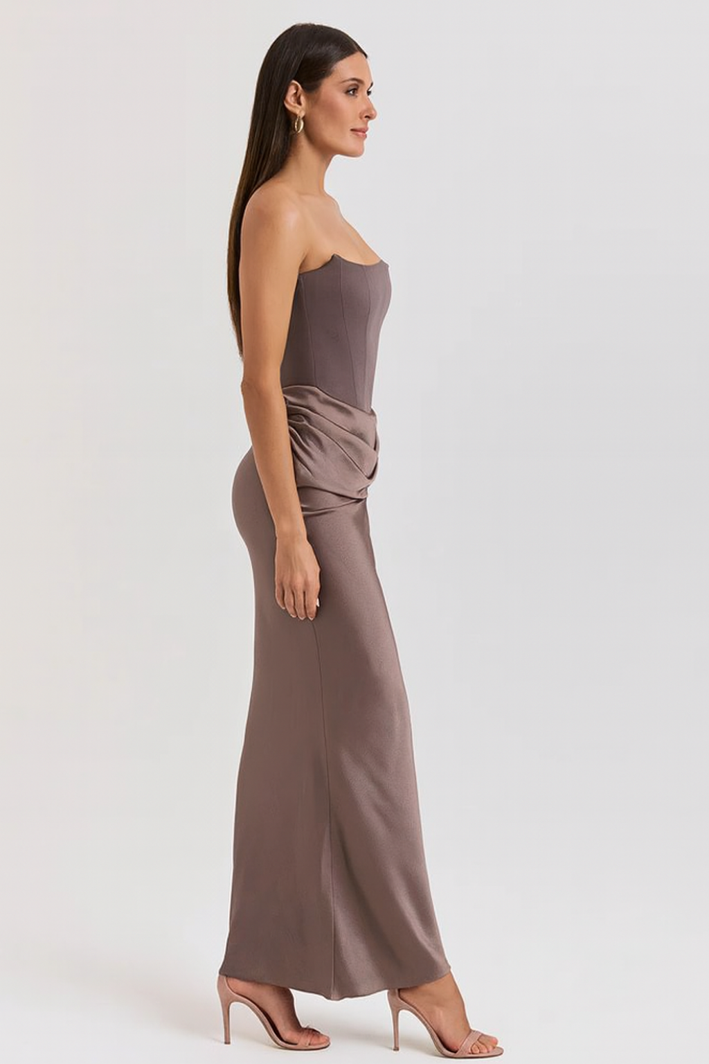 Strapless Corset Maxi Dress - Satin Formal Evening Gown - Elegant Party Dress