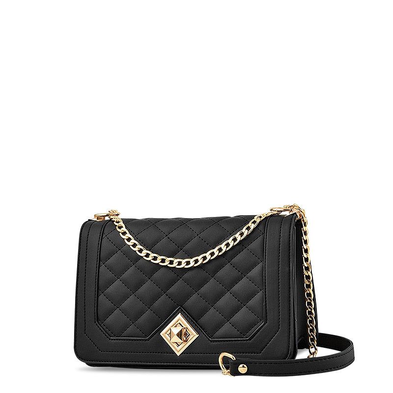 Quilted Chain Shoulder Bag - Designer Crossbody Purse with Adjustable Strap - Available in Multiple Colors