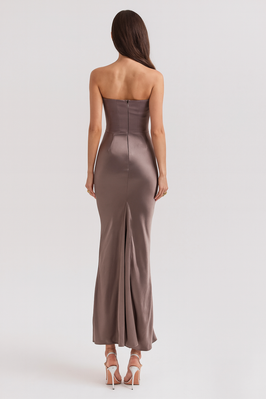 Strapless Corset Maxi Dress - Satin Formal Evening Gown - Elegant Party Dress