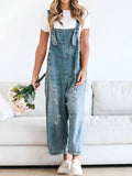 Daisy Women's Denim Overalls | Distressed Wide Leg, Adjustable Fit