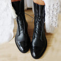 Women's Leather Lace-Up Ankle Boots - Black/Brown, Comfortable & Stylish