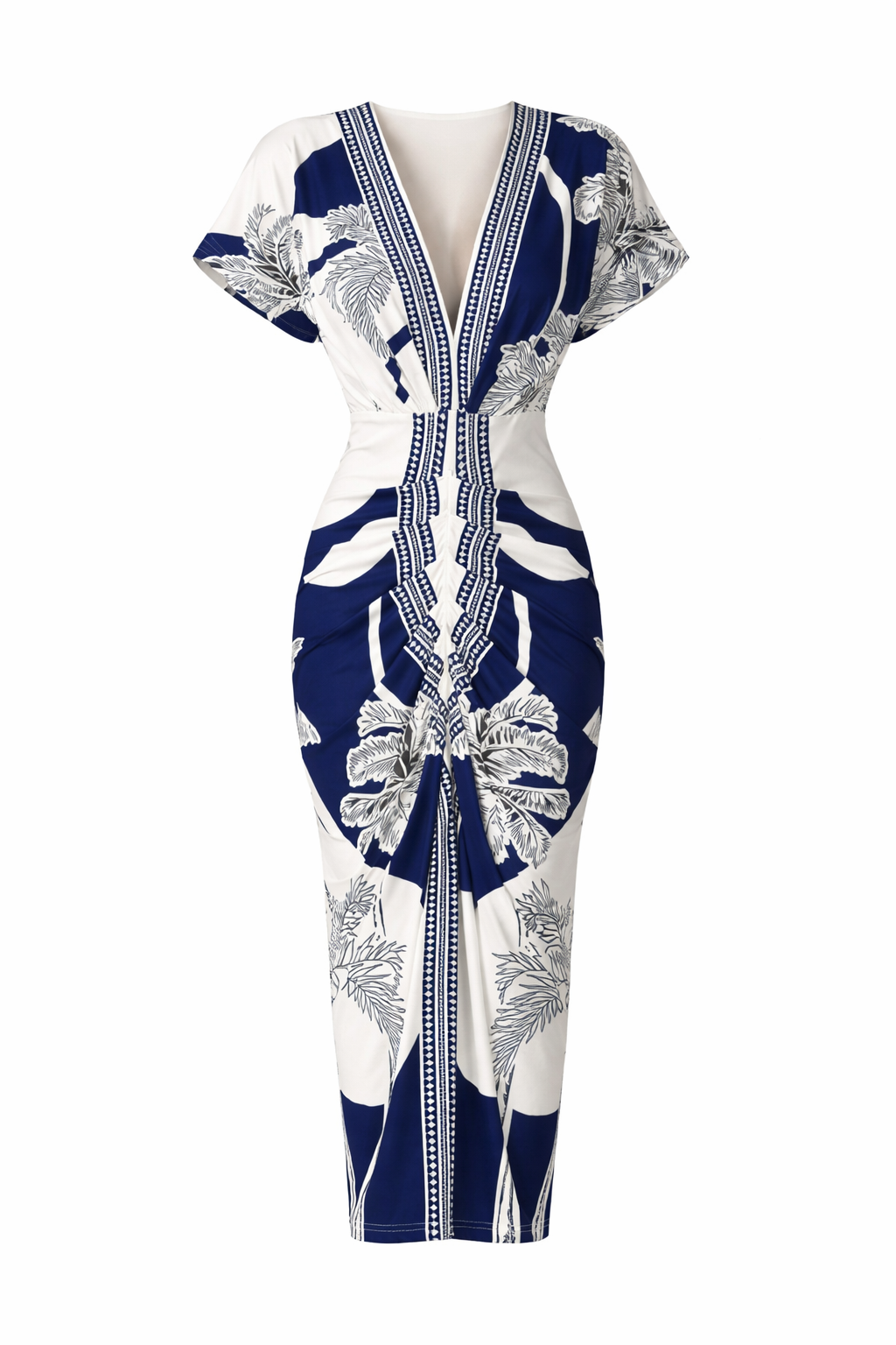 Jesolice Navy Tropical Wrap Midi Dress