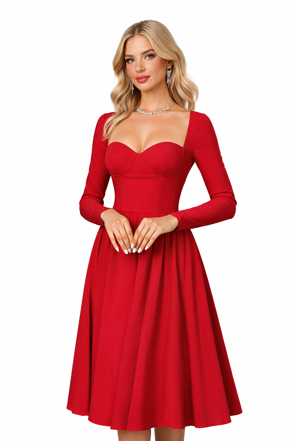 Jesolice Scarlet Sweetheart Tie-Back A-Line Midi Dress