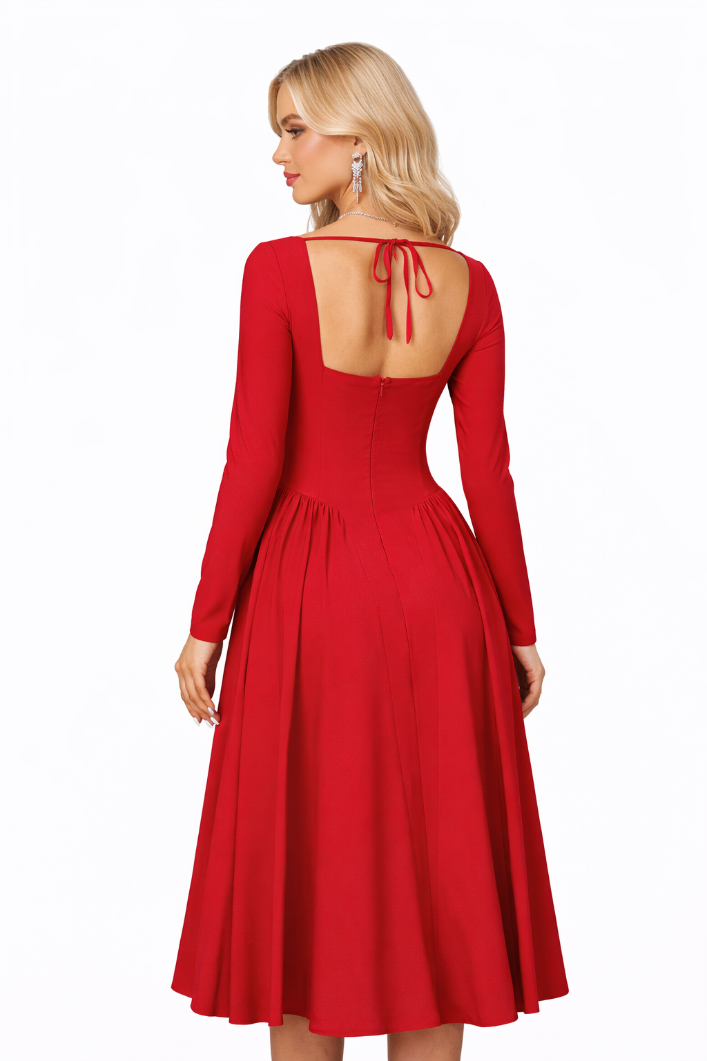 Jesolice Scarlet Sweetheart Tie-Back A-Line Midi Dress