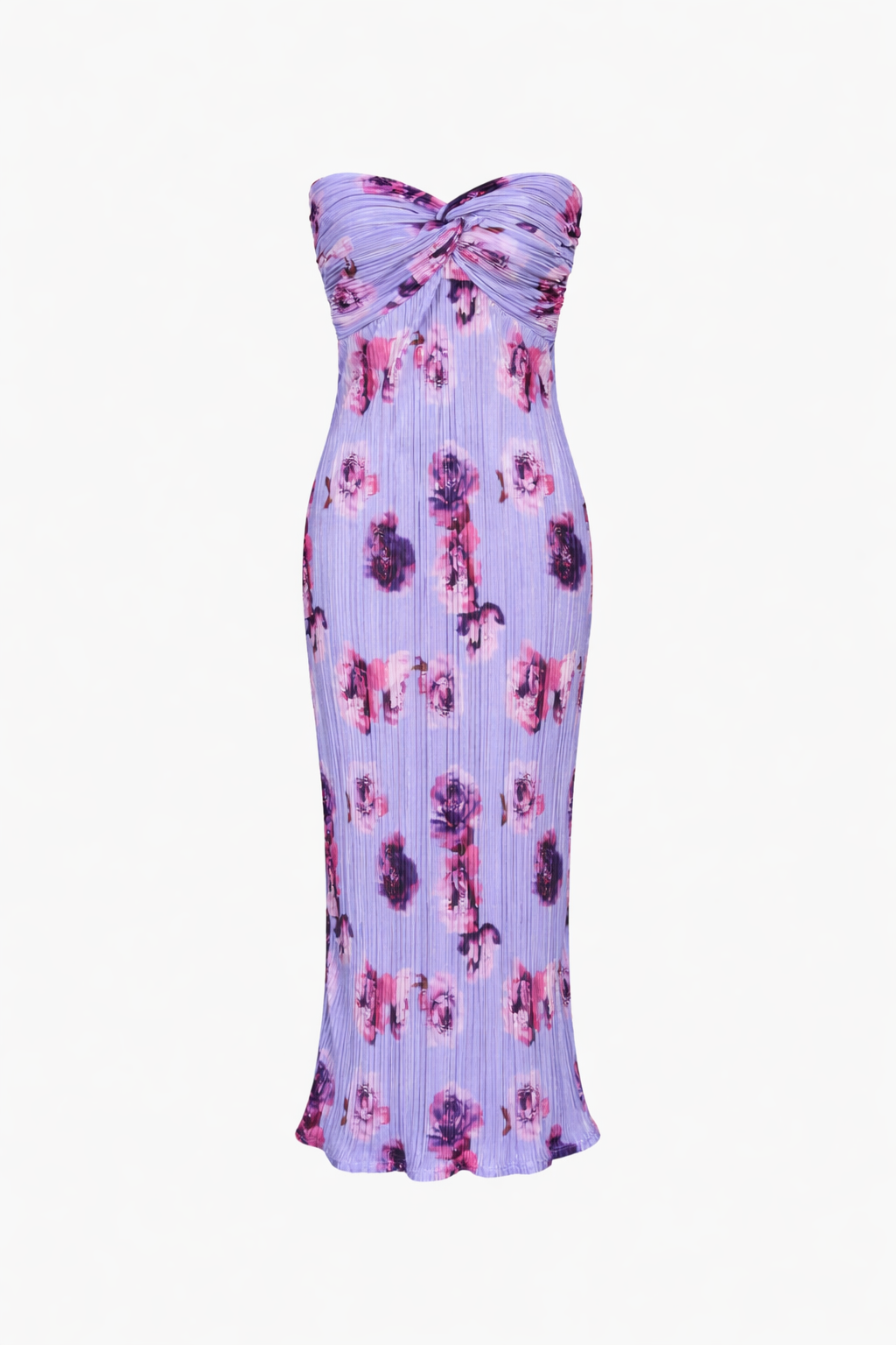 Lilac Bloom Strapless Twist Maxi Dress