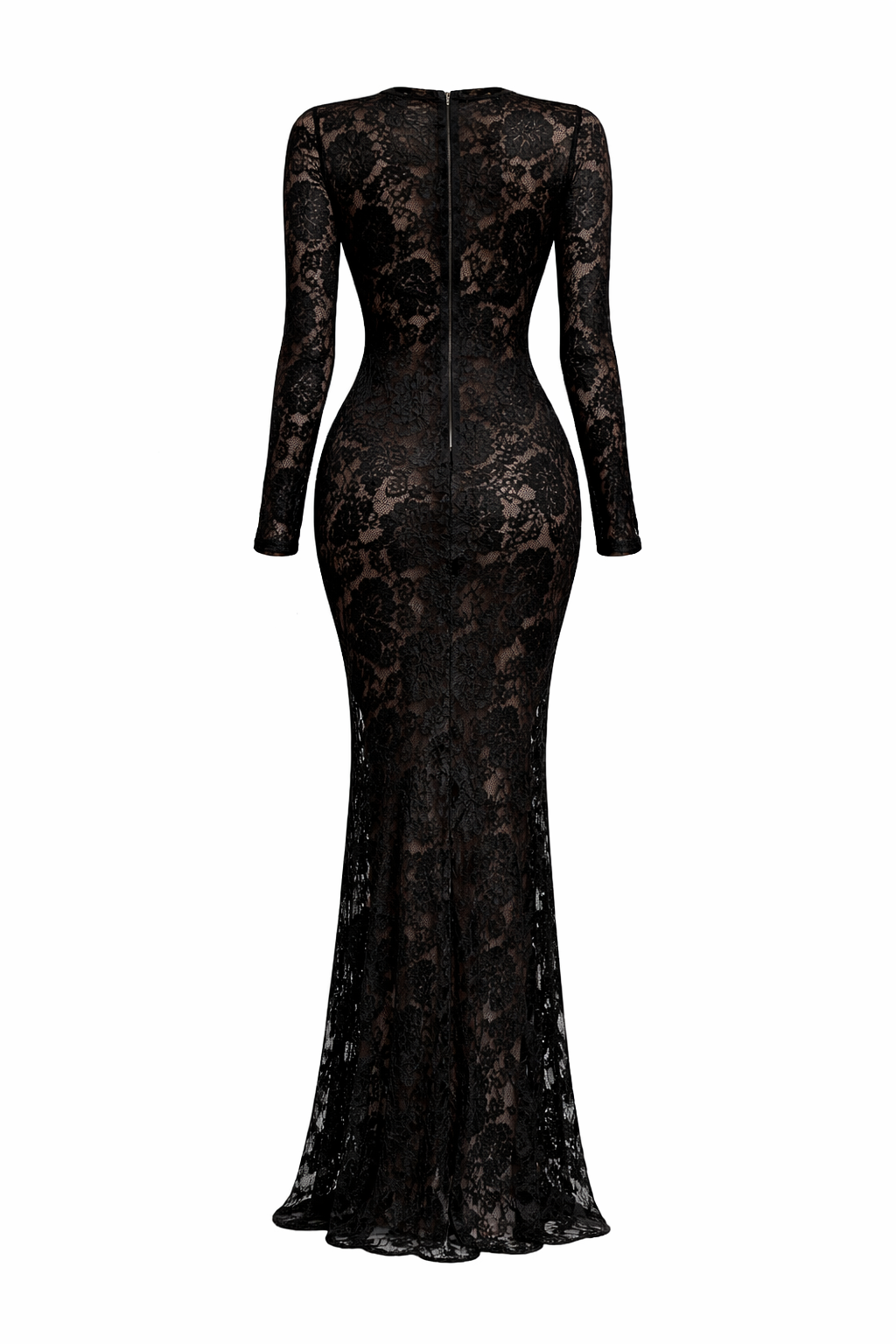 Midnight Lace Long-Sleeve Maxi Dress