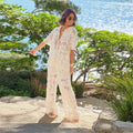 Elegant White Lace Two-Piece Set - Women's Summer Beachwear Outfit