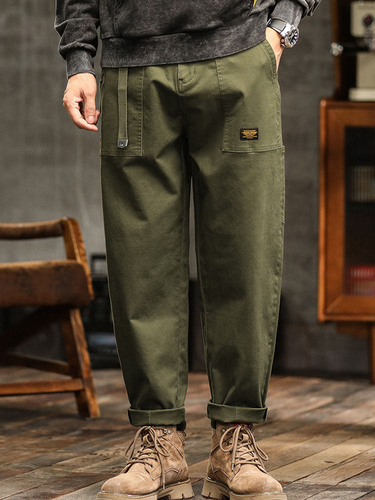 Maverick Men's Cargo Pants | 97% Cotton Blend, Vintage-Inspired Black