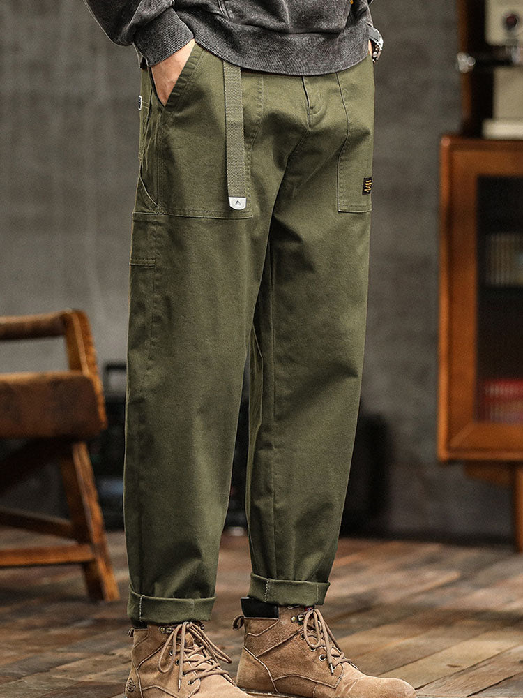 Maverick Men's Cargo Pants | 97% Cotton Blend, Vintage-Inspired Black