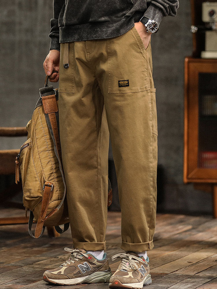 Maverick Men's Cargo Pants | 97% Cotton Blend, Vintage-Inspired Black