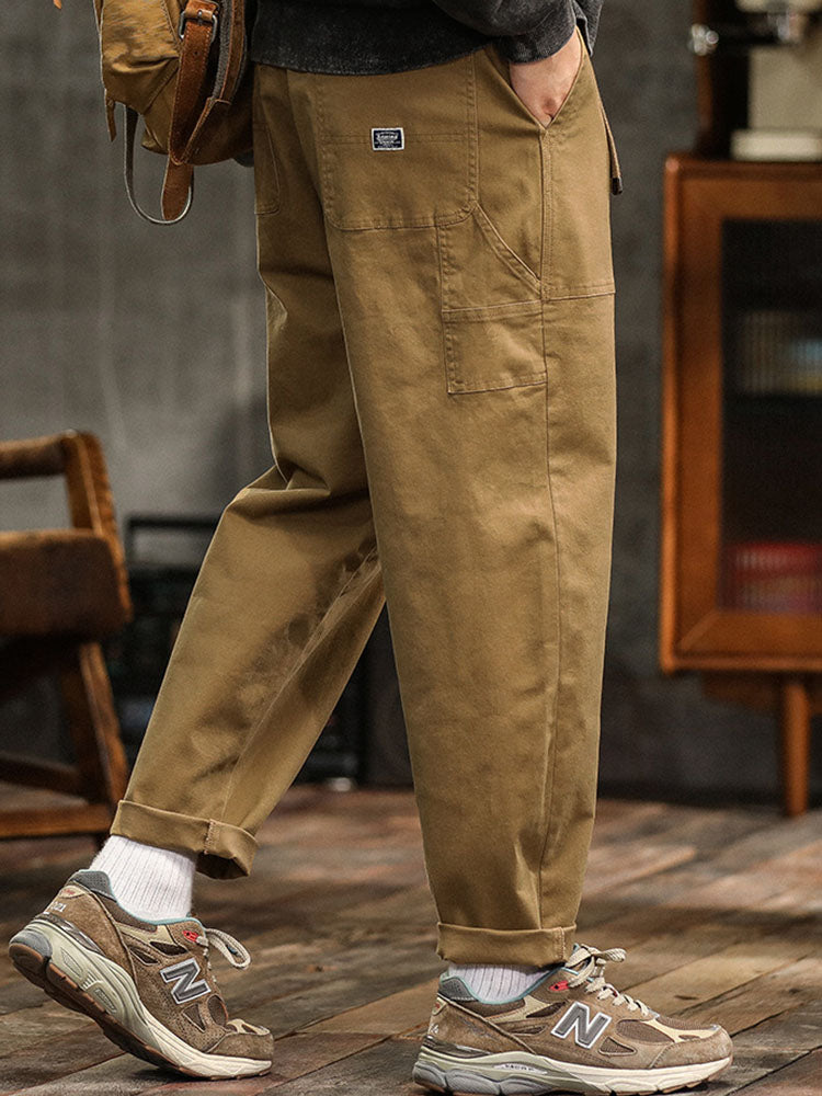 Maverick Men's Cargo Pants | 97% Cotton Blend, Vintage-Inspired Black