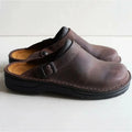 Men's Leather Clogs with Adjustable Strap - Brown, Black, Khaki - Comfortable Slip-On