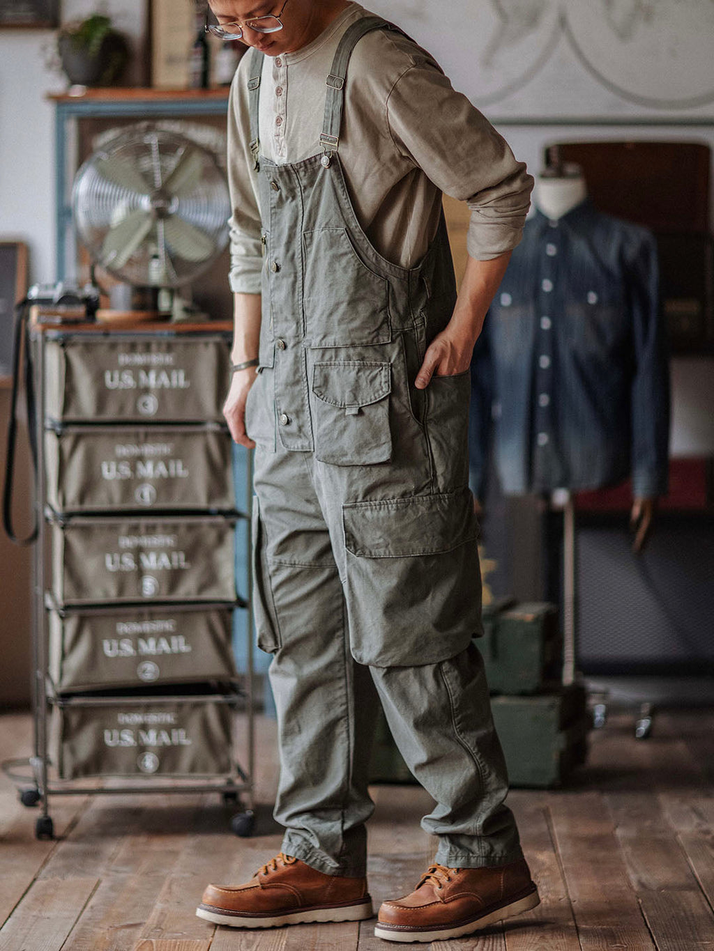 Sleek Men's Overalls | Durable Cotton Canvas, 10 Pockets
