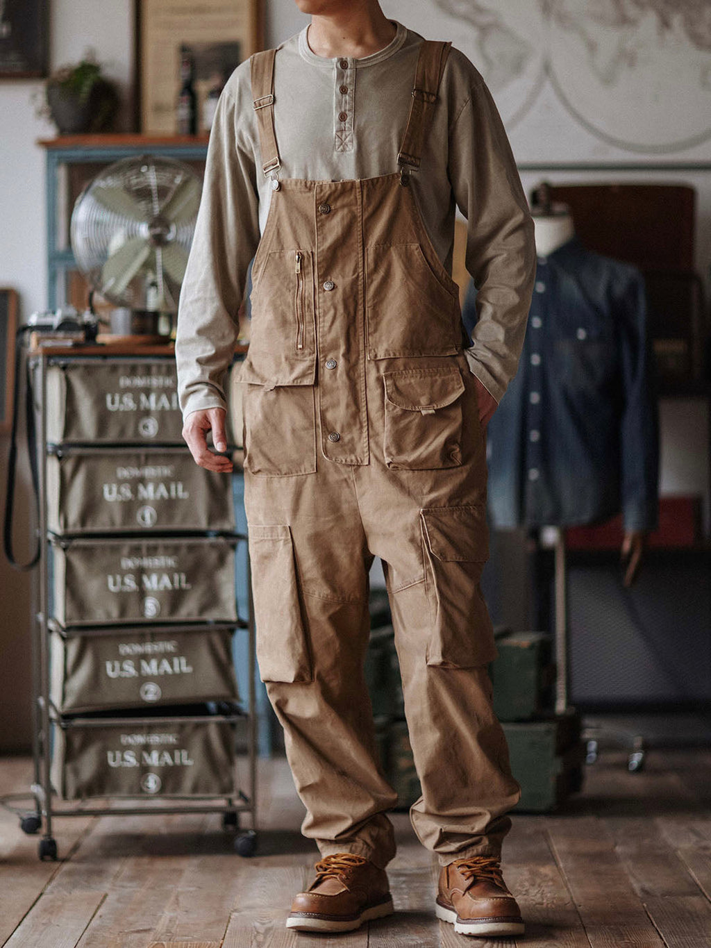 Sleek Men's Overalls | Durable Cotton Canvas, 10 Pockets