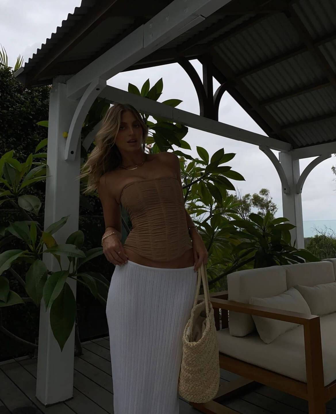 Elegant Nude Strapless Corset Top - Mesh