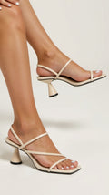 Sculptural Heel Sandals - Minimalist Strappy Heels with Unique Heel Design