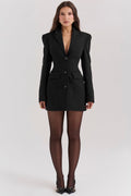 Blazer Dress Black Structured Mini Dress Long Sleeve Fitted Office Cocktail Party
