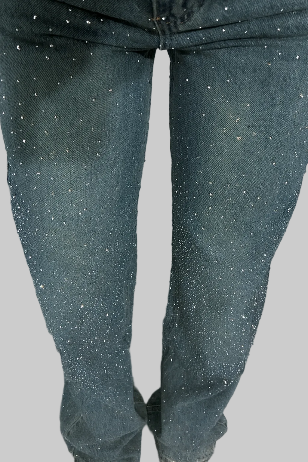 Sparkle Wide Leg Jeans Denim High Waist Rhinestone Embellished Women's